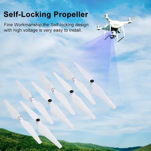 Miniatura 3 de Reemplazo de hélice de dron, 8 piezas de repuesto autobloqueantes para 1 2 3 3PRO FC40 E300 Quadcopter Accesorios
