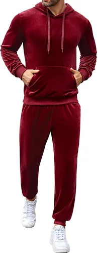 COOFANDY Conjunto deportivo de 2 piezas para hombre, sudadera de manga larga con capucha, traje deportivo para deportes, casual, fitness, trotar