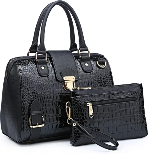Dasein - Bolso de mano para mujer, diseño de barril, cuero vegano, bolso de hombro, con asa superior, a la moda, bolso de trabajo