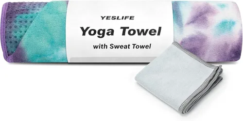 YESLIFE Toalla de yoga caliente antideslizante extra gruesa con una toalla para el sudor, toalla de microfibra absorbente del sudor para esterilla