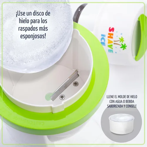 Miniatura 5 de Nostalgia Máquina de Granizados de Cono de Nieve Raspado Retro de Mesa - Incluye 1 Taza de Plástico Reutilizable y Moldes de Hielo, Blanco, Verde