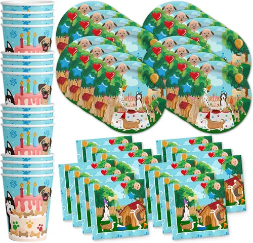 Miniatura 8 de Juego para fiesta de cumpleaños de dinosaurio T-rex rugiendo, equipo de abundantes suministros platos, servilletas, vasos de Vajilla para 16