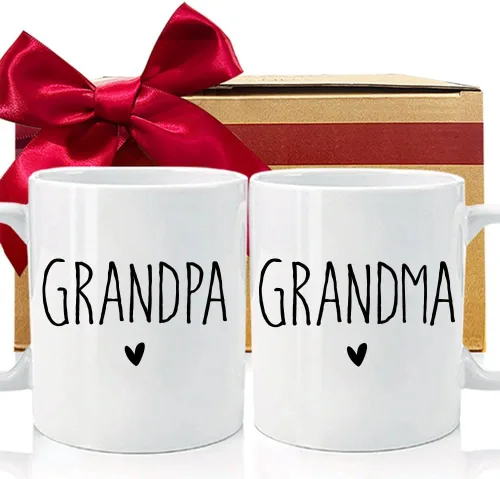 Promoted To Grandparent 2026 - Juego de tazas de café para abuelos por primera vez, regalos de anuncio de embarazo para nuevos abuelos, regalos de