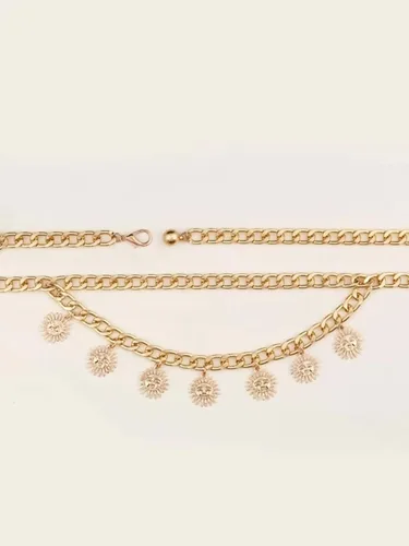 Miniatura 4 de OuluJade Cinturón de cadena con dije de sol para mujer, Cobre, Sun Charm