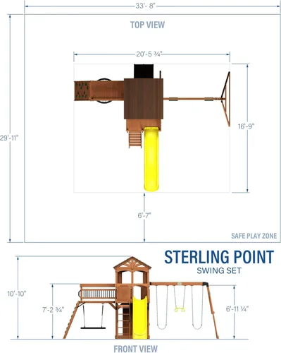 Miniatura 3 de Conjunto de columpios Backyard Discovery Sterling Point de madera de cedro con tobogán de ola, casa club elevada, puente de madera, pared de roca