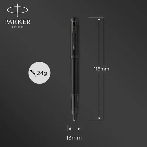 Miniatura 3 de Bolígrafo PARKER IM de bola, punta fina, color negro mate con borde negro, repuesto de tinta negra, caja de regalo – Ideal para escritura fluida