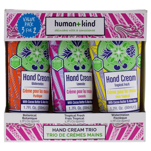 Miniatura 9 de Human+Kind Trío de crema hidratante para manos, tres cremas hidratantes perfumadas con aceite de aguacate y manteca de karité, hidratante intenso