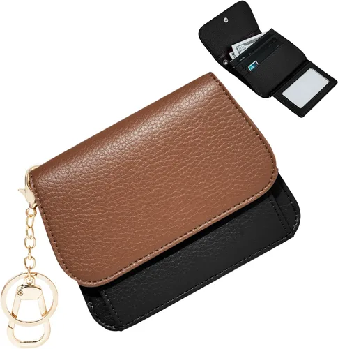 Miniatura 14 de Cartera pequeña para mujer, con bloqueo RFID, delgada y bolsillo para monedas, tarjetero plegable para tarjetas de crédito con ventana