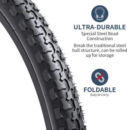 Miniatura 2 de YUNSCM 2-PCS 24" Mountain Bike Tires 24x1.75/47-507 Compatible with Mountain Bike 24 x 1.75 24X1.75 Bike Bicycle Tires (Y-682)
