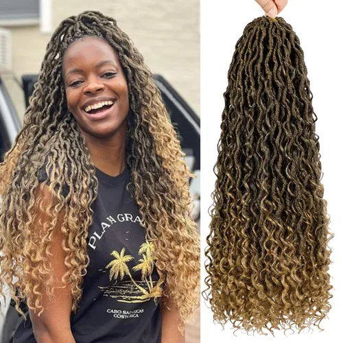 Miniatura 29 de Goddess Locs - Cabello de ganchillo de 10 pulgadas, 7 paquetes de cabello de ganchillo bohemio sintético para mujeres negras, rastas de ganchillo #1B