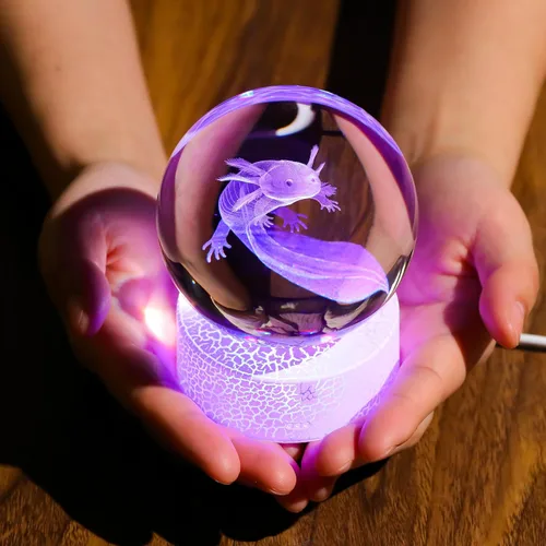 Miniatura 2 de Regalos de ajolote 3D para mujer, bola de cristales, figuras de ajolote, decoración de animales, figura de ajolote, cosas para habitación