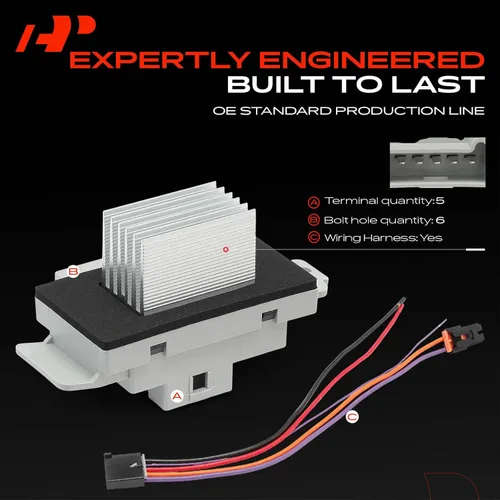 Miniatura 5 de Kit de resistencia del motor del soplador HVAC A-Premium con arnés compatible con vehículos Chevrolet, GMC, Buick, Cadillac y Olds - Silverado