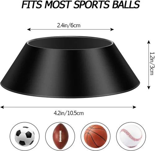 Miniatura 2 de Blulu Soporte de exhibición de bolas de memoria, 6 unidades, soporte de pedestal para fútbol, baloncesto, fútbol, voleibol, sóftbol, bolos (negro)