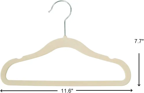 Miniatura 3 de Finnhomy ropa gancho de ropa para bebé y Kids 30-Pack de terciopelo antiderrapante colgador con 10 Clips de dedo Beige