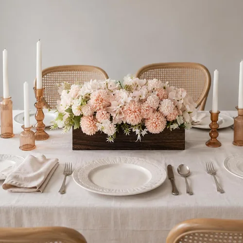 Miniatura 6 de Centros de mesa de flores artificiales para decoración del hogar, decoración para el hogar, centro de mesa rosa para mesa, champán