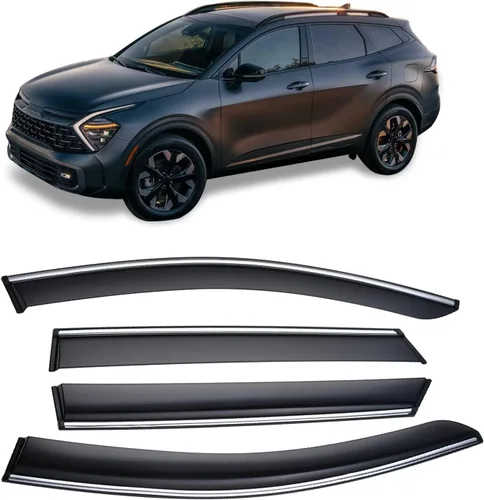 Protector de lluvia para ventana con ribete cromado compatible con deflectores de viento Kia Sportage 2023 2024 2025 inastillables