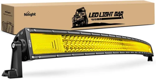 Miniatura 10 de Nilight Barra de luz LED de 50 pulgadas, 384 chips LED, haz amarillo, curvada, triple fila, luz antiniebla, combo spot flood, luces LED