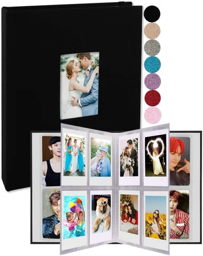 Miniatura 13 de GPIRAL Mini Álbum de Fotos 208 Fotos Verticales - Álbum de Fotos de Lino 2x3 Compatible con Tarjetas Fotográficas K-pop, Fujifilm Instax Mini Film