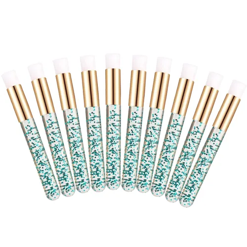Miniatura 14 de 30 cepillos de champú para extensiones de pestañas de cristal con purpurina con contenedor, herramienta removedor de cepillos para puntos negros
