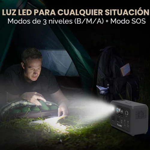 Miniatura 8 de ALLWEI - Estación de energía portátil 300 W (pico 600 W) mejorada, banco de batería LiFePO4 de 256 Wh, generador solar con 6 puertos de salida