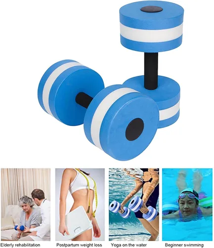 Miniatura 6 de Juego de mancuernas acuáticas, 2 mancuernas de agua, resistencia a la piscina, equipo de fitness acuático, mancuernas de espuma, aeróbicos