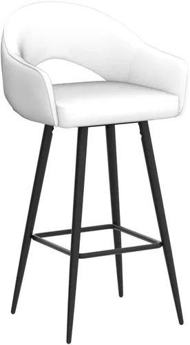 Miniatura 5 de DUOMAY Juego de 2 taburetes de bar giratorios, modernos taburetes de altura de mostrador de 26 pulgadas, silla de isla de cocina tapizada de Blanco