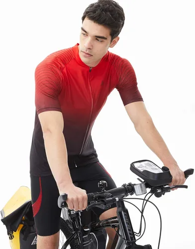 Miniatura 5 de Hikenture Maillot de ciclismo para hombre, manga corta, con cremallera completa, 3 bolsillos, camiseta transpirable para bicicleta