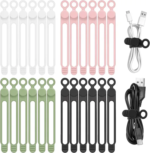 Miniatura 13 de Organizador de cables de silicona reutilizable de 3 pulgadas para cables de carga, cables de datos, cables de computadora, organización de cables