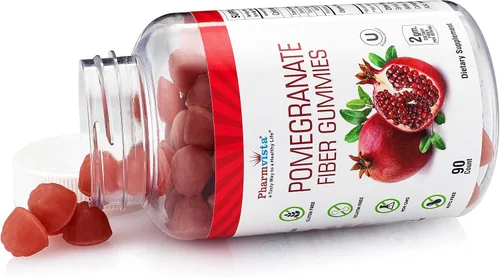 Miniatura 5 de Pharmvista Gomitas de fibra de granada para adultos y niños, 100 mg - Suplemento vegano de granada sin gluten rico en gomitas masticables de fibra