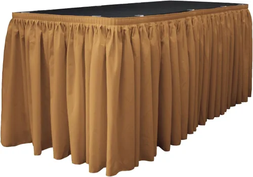 Miniatura 28 de LA Linen Falda de mesa de popelina de poliéster para mesas rectangulares, tela plisada para banquetes de boda, 14 pies por 29 pulgadas de largo
