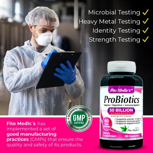 Miniatura 6 de FITO MEDIC'S Suplemento probiótico de laboratorio, 50 mil millones de UFC, mezcla de 16 cepas, suministro para 60 días