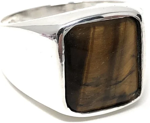 Miniatura 4 de KAR Anillo de ojo de tigre para hombre de plata esterlina maciza estampada 925K P2G