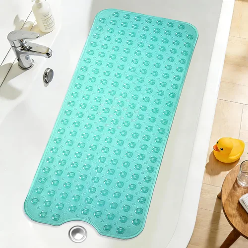 Miniatura 48 de Tapete de ducha negro antideslizante de 17 x 30 pulgadas, tamaño estándar, tapete de baño de burbujas suaves para ducha interior, tapete de baño