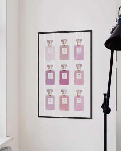 Miniatura 5 de HAUS AND HUES Arte de pared glamuroso Eau De Parfum Blush Pink Decoración de pared de moda para mujer, tocador, pósteres rosados y decoración