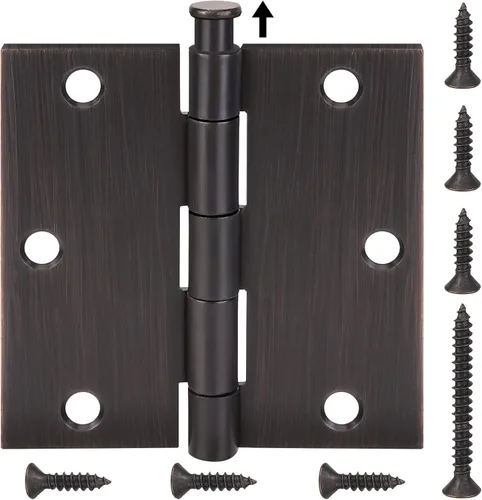Miniatura 15 de TICONN Paquete de 6 bisagras de puerta de 3.5 pulgadas con pasador extraíble, herrajes para puertas residenciales bifold de hierro de 3-1/2 x 3-1/2