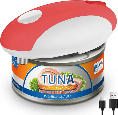 Miniatura 8 de Abrelatas eléctrico recargable por USB - Funciona con batería, operación automática de un toque, soporte magnético para tapa y corte de borde suave