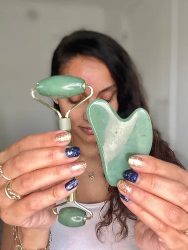 Miniatura 5 de Roselynboutique - Herramientas faciales Gua Sha y rodillo facial, masajeador facial original para rutina de cuidado de la piel contra la hinchazón