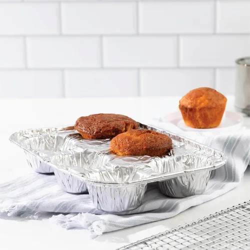 Miniatura 2 de PLASTICPRO Moldes de papel de aluminio para muffins reutilizables y desechables, molde de papel de aluminio para muffins y tartas