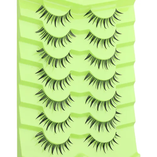 Miniatura 6 de 7 pares de pestañas postizas manga de aspecto natural, pestañas postizas esponjosas y puntiagudas de anime, estilo coreano, japonés y asiático