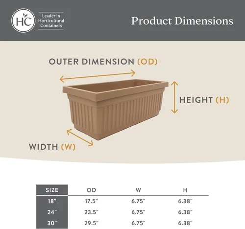 Miniatura 5 de The HC Companies Macetero veneciano de 18 pulgadas con tapón de drenaje, macetas de plástico ligero resistente a los rayos UV para interiores y Negro