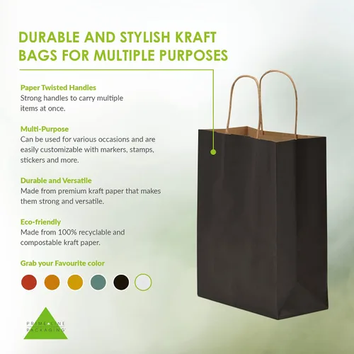 Miniatura 2 de Prime Line Packaging Bolsas de regalo negras, bolsas de regalo de papel con asas, bolsas al por menor para pequeñas empresas, boutique, compras, a
