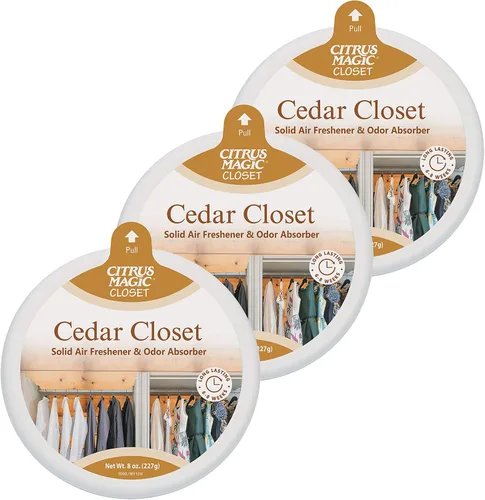 Citrus Magic Ambientador sólido absorbente de olores para armarios, cedro, 8 onzas, paquete de 3 Armario de cedro