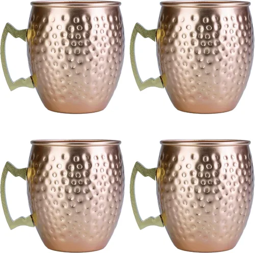Miniatura 10 de ARORA Moscow Mule - Juego de 4 tazas de aluminio martilladas hechas a mano para bebidas de cóctel, bar de cerveza, regalos de fiesta, color cobre