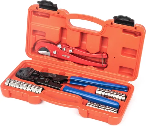 Kit de herramientas de abrazadera PEX iCRIMP para abrazaderas PEX de 3/8", 1/2", 3/4", 1", sujeción y apriete de abrazaderas y extracción, incluye