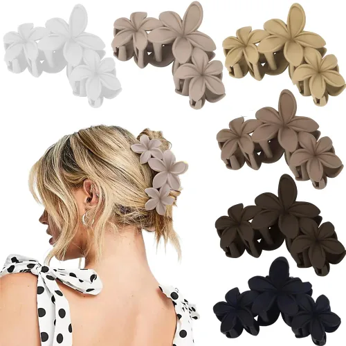 Miniatura 18 de AHONEY 6 pinzas de garra con flores, pinzas para el cabello lindas para mujeres, pinzas de sujeción fuerte, pinzas de garra para el cabello