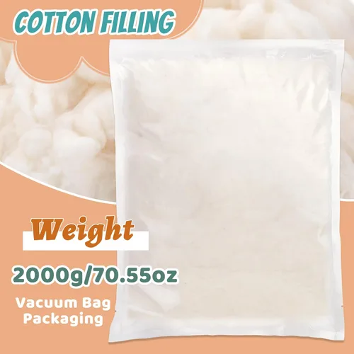 Miniatura 2 de Algodón de 4.4 libras para relleno de almohada, relleno de algodón natural suave, relleno de fibra cálida de algodón para animales de peluche