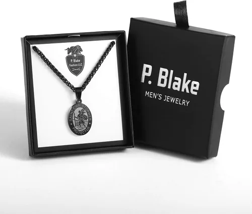 Miniatura 57 de P. BLAKE Collar ovalado de San Cristóbal, Miguel, José, Jude/Virgen María/José/Francisco/Patrick/Anthony/Benedict/Thomas para hombres y mujeres