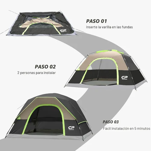 Miniatura 5 de CAMPROS CP Camping Tent 2/4/6 Person, Waterproof Windproof Double Layer Dome Tent, Easy Setup with Large Mesh Windows & Wide Door for Outdoor