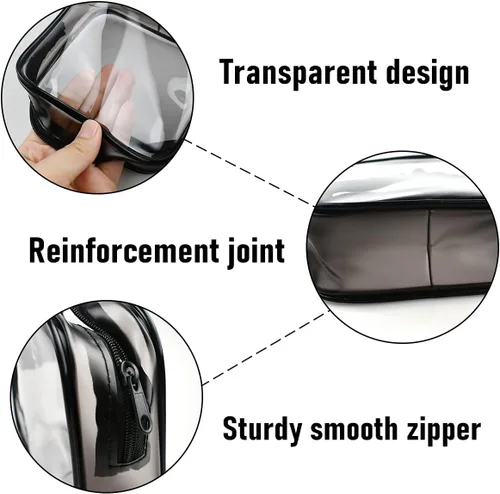 Miniatura 4 de Paquete de 4 bolsas de cosméticos transparentes para viajes, bolsa de maquillaje aprobada por la TSA, compatible con aerolíneas de aeropuerto