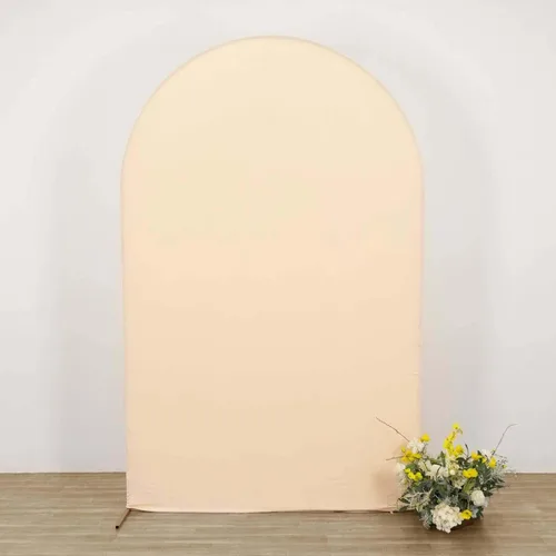Miniatura 40 de Efavormart - Funda de elastano ajustada de elastano beige de 5 pies, ajuste cómodo, manga de fondo redonda para temas bohemios neutros y escenarios